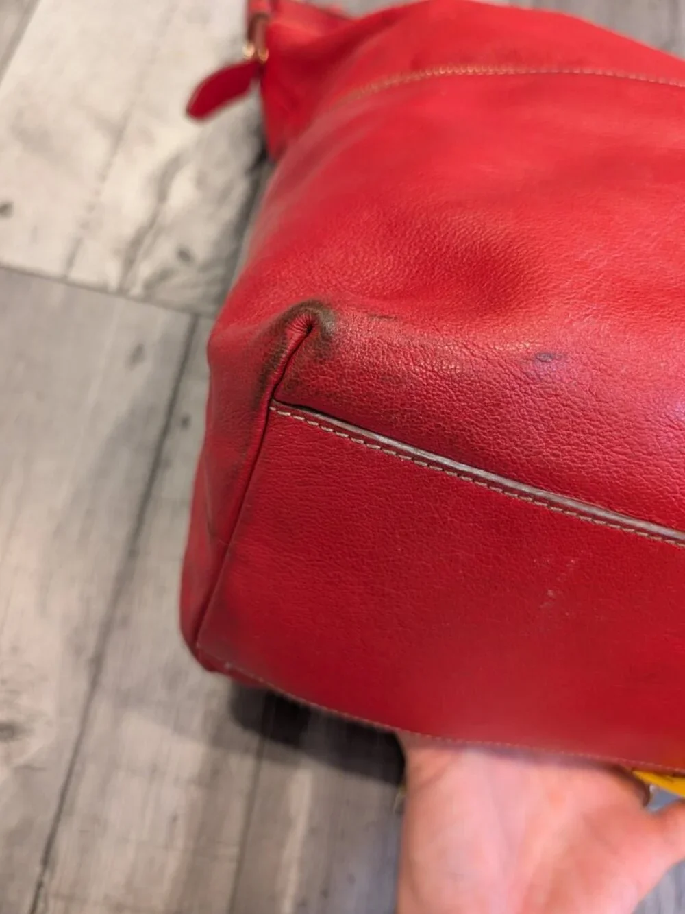 Dooney & Bourke Large Red Leather Hobo Shoulder Bag GUC